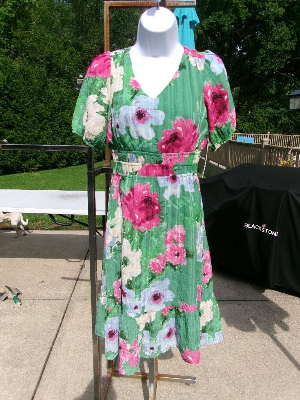 NWT LUXOLOGY GREEN FLORAL DRESS PS